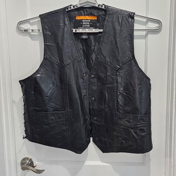 Women's Black Leather Vest - Picture 2 of 16